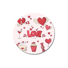 Hand Drawn Valentines Day Element Collection Magnet 3  (round) by Salman4z