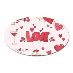 Hand Drawn Valentines Day Element Collection Oval Magnet by Salman4z