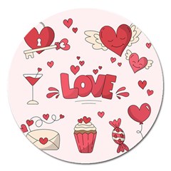 Hand Drawn Valentines Day Element Collection Magnet 5  (round) by Salman4z