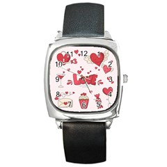 Hand Drawn Valentines Day Element Collection Square Metal Watch by Salman4z