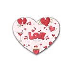 Hand Drawn Valentines Day Element Collection Rubber Heart Coaster (4 pack) Front