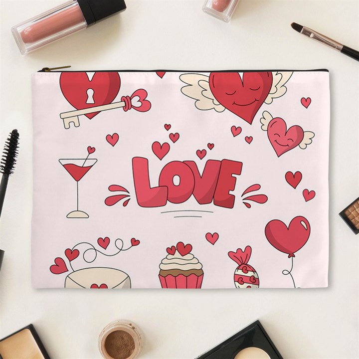 Hand Drawn Valentines Day Element Collection Cosmetic Bag (XL)