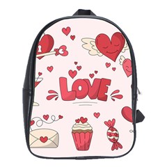 Hand Drawn Valentines Day Element Collection School Bag (large) by Salman4z