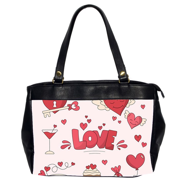 Hand Drawn Valentines Day Element Collection Oversize Office Handbag (2 Sides)