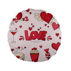 Hand Drawn Valentines Day Element Collection Standard 15  Premium Round Cushions by Salman4z