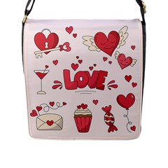 Hand Drawn Valentines Day Element Collection Flap Closure Messenger Bag (l) by Salman4z