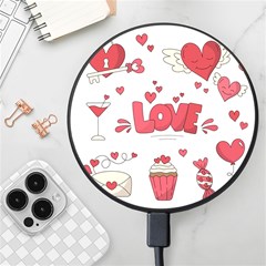 Hand Drawn Valentines Day Element Collection Wireless Fast Charger(black) by Salman4z