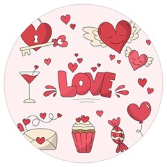 Hand Drawn Valentines Day Element Collection Round Trivet by Salman4z