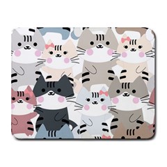 Cute Cat Couple Seamless Pattern Cartoon Small Mousepad by Salman4z