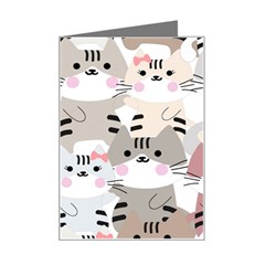 Cute Cat Couple Seamless Pattern Cartoon Mini Greeting Card by Salman4z