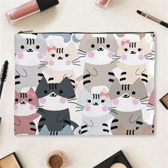 Cute Cat Couple Seamless Pattern Cartoon Cosmetic Bag (xl) by Salman4z