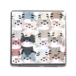 Cute Cat Couple Seamless Pattern Cartoon Memory Card Reader (Square 5 Slot) Front