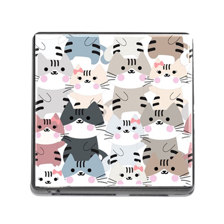 Cute Cat Couple Seamless Pattern Cartoon Memory Card Reader (Square 5 Slot)