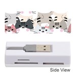 Cute Cat Couple Seamless Pattern Cartoon Memory Card Reader (Stick) Front