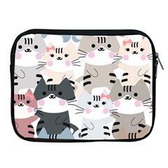 Cute Cat Couple Seamless Pattern Cartoon Apple Ipad 2/3/4 Zipper Cases by Salman4z