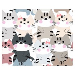 Cute Cat Couple Seamless Pattern Cartoon Two Sides Premium Plush Fleece Blanket (medium) by Salman4z