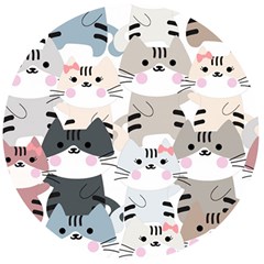 Cute Cat Couple Seamless Pattern Cartoon Wooden Bottle Opener (round) by Salman4z