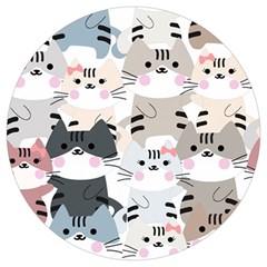 Cute Cat Couple Seamless Pattern Cartoon Round Trivet by Salman4z