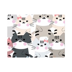 Cute Cat Couple Seamless Pattern Cartoon Premium Plush Fleece Blanket (mini) by Salman4z