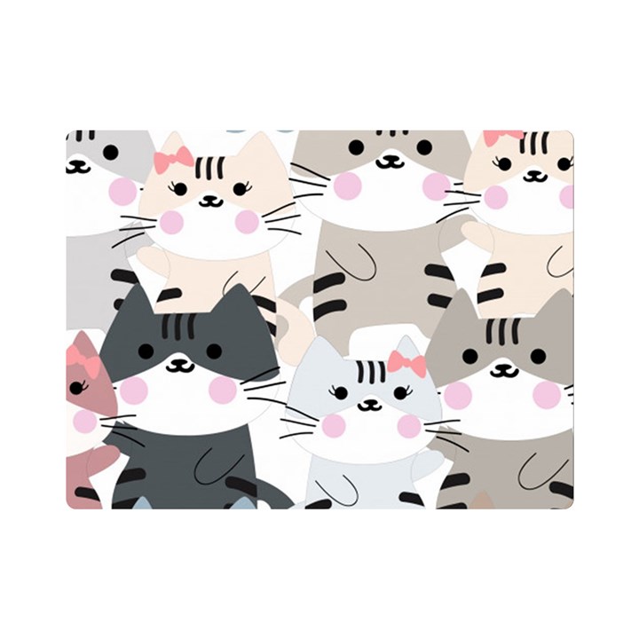 Cute Cat Couple Seamless Pattern Cartoon Premium Plush Fleece Blanket (Mini)