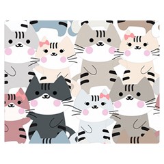 Cute Cat Couple Seamless Pattern Cartoon Premium Plush Fleece Blanket (medium) by Salman4z