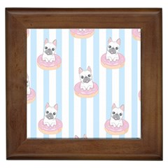 French Bulldog Dog Seamless Pattern Framed Tile