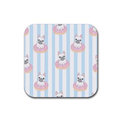 French Bulldog Dog Seamless Pattern Rubber Coaster (Square)