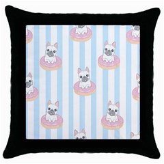 French Bulldog Dog Seamless Pattern Throw Pillow Case (Black)