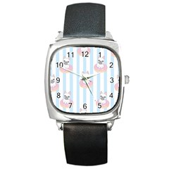 French Bulldog Dog Seamless Pattern Square Metal Watch