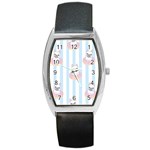 French Bulldog Dog Seamless Pattern Barrel Style Metal Watch Front