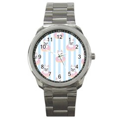 French Bulldog Dog Seamless Pattern Sport Metal Watch