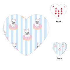 French Bulldog Dog Seamless Pattern Playing Cards Single Design (Heart)