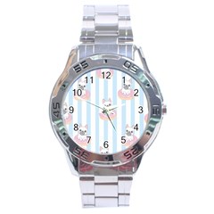 French Bulldog Dog Seamless Pattern Stainless Steel Analogue Watch