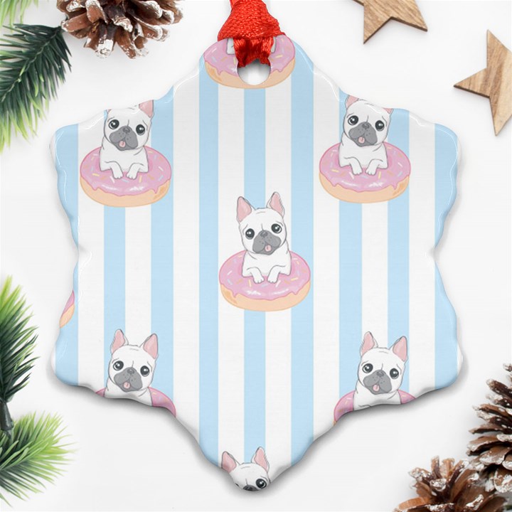 French Bulldog Dog Seamless Pattern Ornament (Snowflake)