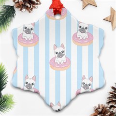 French Bulldog Dog Seamless Pattern Snowflake Ornament (Two Sides)