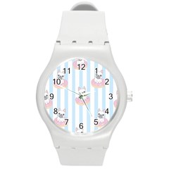 French Bulldog Dog Seamless Pattern Round Plastic Sport Watch (M)