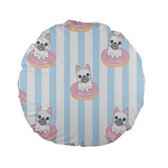 French Bulldog Dog Seamless Pattern Standard 15  Premium Round Cushions