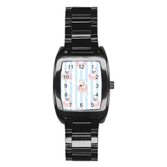 French Bulldog Dog Seamless Pattern Stainless Steel Barrel Watch