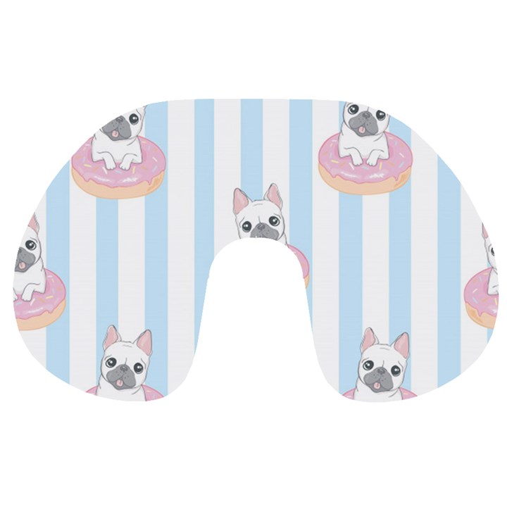 French Bulldog Dog Seamless Pattern Travel Neck Pillow