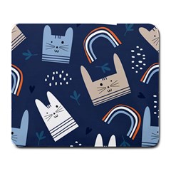 Colorful Cute Cat Seamless Pattern Large Mousepad