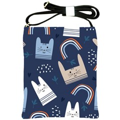 Colorful Cute Cat Seamless Pattern Shoulder Sling Bag