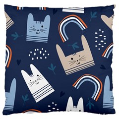 Colorful Cute Cat Seamless Pattern Large Cushion Case (Two Sides)