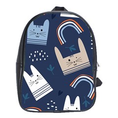 Colorful Cute Cat Seamless Pattern School Bag (XL)