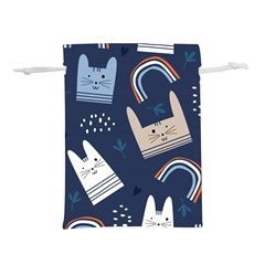 Colorful Cute Cat Seamless Pattern Lightweight Drawstring Pouch (L)