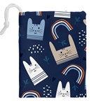 Colorful Cute Cat Seamless Pattern Drawstring Pouch (4XL) Back