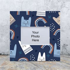 Colorful Cute Cat Seamless Pattern White Box Photo Frame 4  x 6 