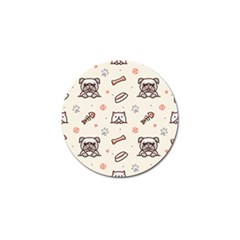 Pug Dog Cat With Bone Fish Bones Paw Prints Ball Seamless Pattern Vector Background Golf Ball Marker (10 Pack) by Salman4z