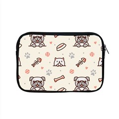 Pug Dog Cat With Bone Fish Bones Paw Prints Ball Seamless Pattern Vector Background Apple Macbook Pro 15  Zipper Case by Salman4z