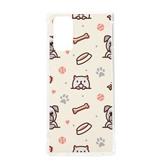 Pug Dog Cat With Bone Fish Bones Paw Prints Ball Seamless Pattern Vector Background Samsung Galaxy Note 20 Tpu Uv Case by Salman4z