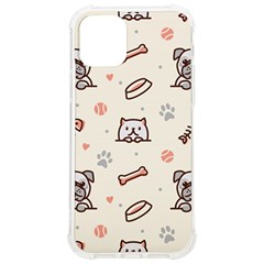 Pug Dog Cat With Bone Fish Bones Paw Prints Ball Seamless Pattern Vector Background Iphone 12/12 Pro Tpu Uv Print Case by Salman4z